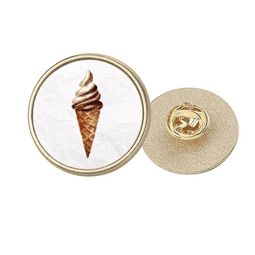 Broche ronde en métal doré glace au chocolat accessoire veste taille M