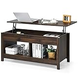 【Grand compartiment de rangement et étagères】Dotée d'un grand compartiment, la table basse offre un espace de rangement caché et permet de garder vos objets bien ordonnés. Deux étagères distinctes permettent de ranger et d'exposer de divers articles. De plus, le plateau spacieux permet de mettre à portée de main les objets dans la maison ou le bureau.