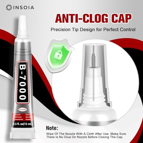16 PCS 15ml B7000 Rhinestone Glue Clear β Super Glues for Bedazzling with Precision Tip, Quick Dry No Trace Flexible Adhesive for Jewelry Making, Nail Art, Fabric, Shoe, DIY Craft & Phone Repair - 5