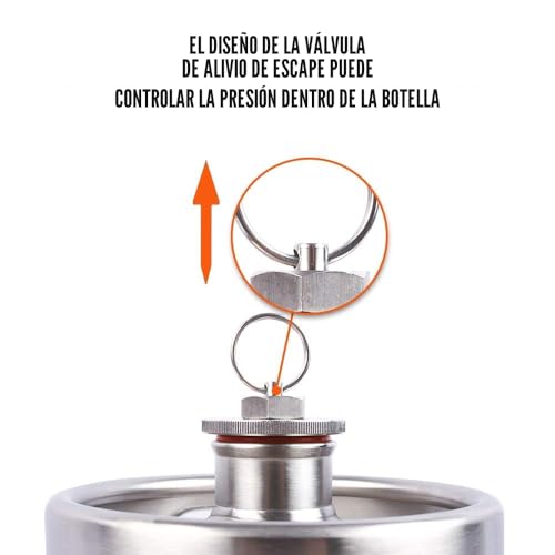 Miniatura 5 de Tmcraft - Mini Barril De Acero Inoxidable De 4 Litros - Cultivador De Cerveza Portátil Con Tapa Diseñada Para Válvula De Escape Para Mantener La Bebida Fresca