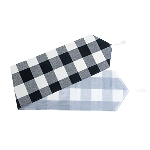 Plaid Table Runner Black And White Buffalo Checked Pattern For Kitchen Christmas Brithday Family Dinner Party Table Home Decoration #TOP2