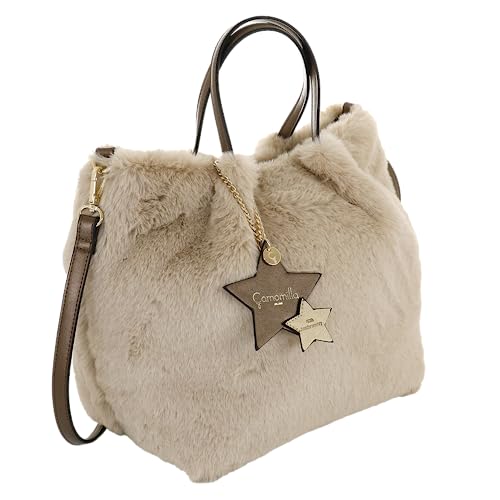 [CARATTERISTICHE INTERNE] L'interno è foderato in tessuto poliestere color beige per richiamare gli esterni. Presenti due tasche interne: una con chiusura a zip e un'altra aperta.