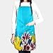 tuotaowenhua Durable Schürzen mit 2 vorderen Taschen, frischer Frühlingslilie Blumen in türkisfarbenen Holzplanken Unisex-Küchen-Lätzchen mit verstellbarem Hals zum Kochen von Gartenbbq usw