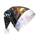 YQxwJL Cappello di Babbo Natale con stampa di aeroplano Cockpit per donne e uomini, cappelli per feste di Natale per adulti cappelli per adulti