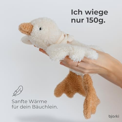 BJORKI Wärmekissen Baby & Kinder - Kuscheltier Wärmekissen mit Leinsamen Füllung für die Mikrowelle - Perfekt als Schlummer Kuscheltier und beruhigendes Kuschelkissen für Wärme & Wohlbefinden