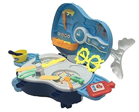 Popsugar Doctor Play Set with Trolley, Accessories and Toys for Kids | Violin Shaped, Blue