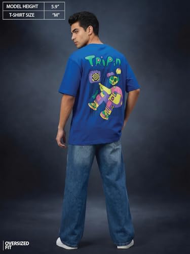 Image of Veirdo Oversized Baggy Fit Drop Shoulder Graphic Printed Design Half Sleeve T-Shirt for Men (Available Sizes: S to 2XL)