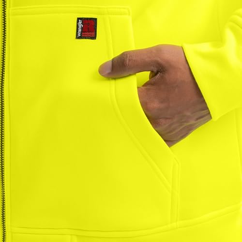 Image of Wrangler Men's Durable Performance Fleece Hi-viz Full Zip Hoodie