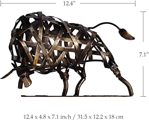 Tooarts Metal Modern Sculpture Iron Braided Cattle Home Handmade Statue Crafts #TOP4