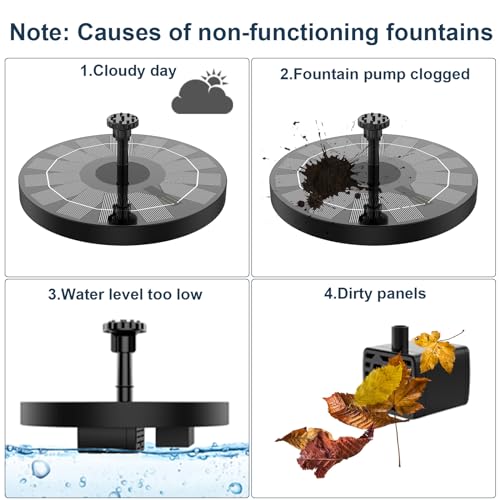 Image of AISITIN 2.5W Solar Fountain for Bird Bath with 6 Nozzles, 2 Pack | Solar Bird Bath Fountain, 6.7 inch Solar Powered Water Fountain for Garden, Ponds, Pool, Fish Tank, Outdoor and Aquarium