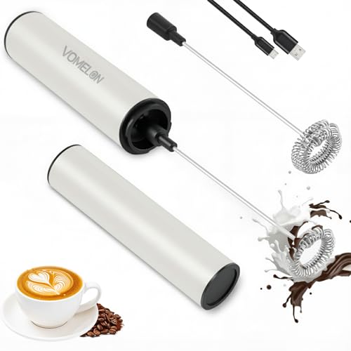 VOMELON Milk Frother, Rechargeable Battery Operated Frother for Coffee,Portable Drink