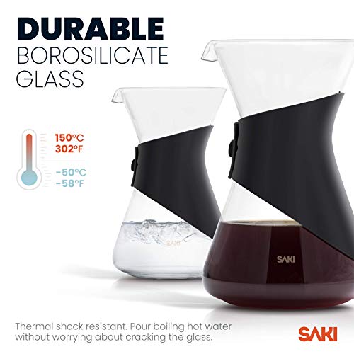 Saki Pour Over Coffee Maker - Brew Dripper With Rubber Handle - Portable Hand Drip Brewer - (24 Ounce/700 Ml) #TOP5