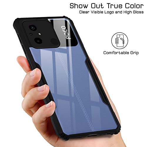 Image of Jkobi Back Cover Case for Poco C55 (Shockproof with Polycarbonate Clear Panel | Professional Black)