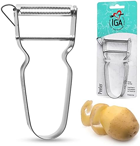 IGA Peeler For Potatoes, Pears, Carrots, Cucumbers, Fruit & Other Vegetables With Ease, Supreme Stainless Steel, Dishwasher Safe
