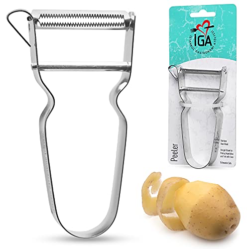 Iga Peeler For Potatoes, Pears, Carrots, Cucumbers, Fruit & Other Vegetables With Ease, Supreme Stainless Steel, Dishwasher Safe #TOP8