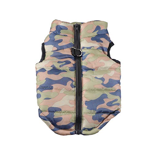 UEETEK Ropa para Perros Chaqueta otoño Invierno suéter de Camuflaje con Cremallera Tamaño M