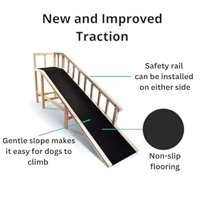 Gentle Rise Dog Bed Ramp | New & Improved Non-Slip Flooring | 74" Long and Supports Small, Large, Elderly Dogs 130+ LBS Capacity