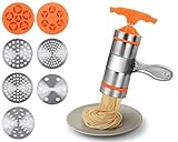 DS. DISTINCTIVE STYLE Noodle Maker, Stainless Steel Manual Noodles Press Machine Pasta Maker with 7 Noodle Mould