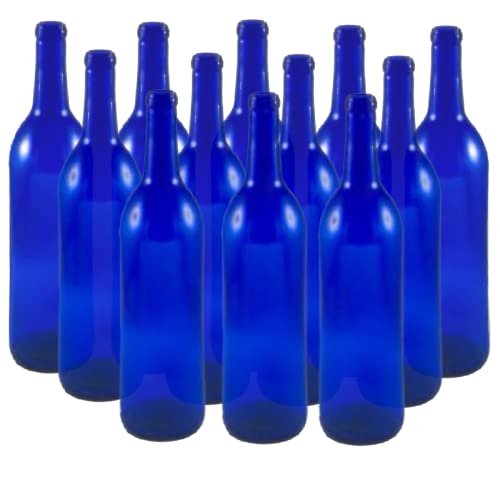FastRack - Wine Bottles, Bordeaux Liquor Bottles, Cobalt Blue Wine Bottles, 750 ml Empty Bottles, Empty Bottles for Drinks, 12 per Case