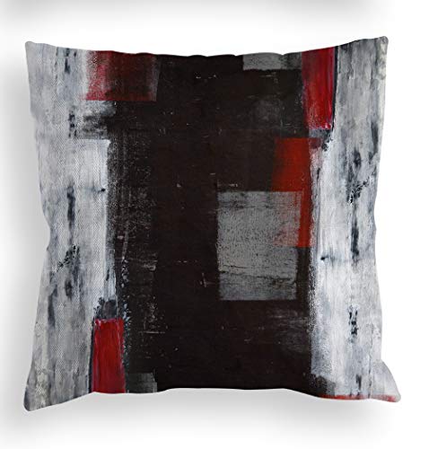 Colorpapa Red And Black Throw Pillow Covers 18X18 Set Of 4 Decorative Cushion Cover Grey Abstract Art Painting Pillowcase For Sofa Bedroom Living Room Décor #TOP4