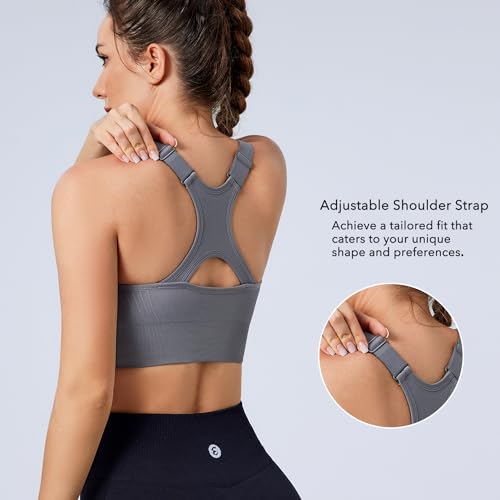 Evercute Adjustable Sports Bras for Women 3/4 Pack Racerback High Support Bras Padded Workout Bras Seamless Yoga Athletic Bra
