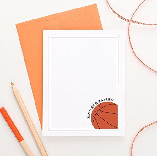 Basketball Personalized Stationery Set, Boys Personalized Thank You Card, Basketball Stationery, Personalized Note Cards Kids, Your Choice Of Colors, Set Of 10 Flat Note Cards And Envelopes #TOP1