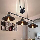 Lfoute Lampa Wisząca Vintage Industrialna żyrandol Bilardowy E27 Czarna Metalowa Lampa Wisząca Koło Retro Pasowe Lampa Sufitowa Do Jadalni Loft Salon Kuchnia Kawiarnia Przedpokój