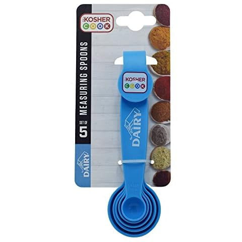 Dairy Blue Measuring Spoons - 5 Piece Set for Precise Cooking and Baking - Stackable Nesting Design - Color Coded Kitchen Tools by The Kosher Cook Cover