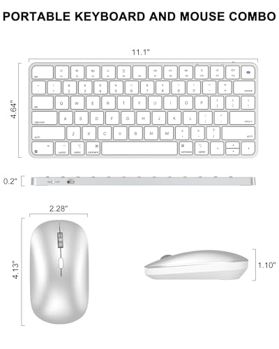 Image of Bluetooth Keyboard and Mouse for Mac, Rechargeable, Mini Size, Ultra Slim, Quiet Typing, 4 Level DPI, Wireless Keyboard and Mouse Compatible with Mac, iPad, iPhone, MacBook Air /Pro