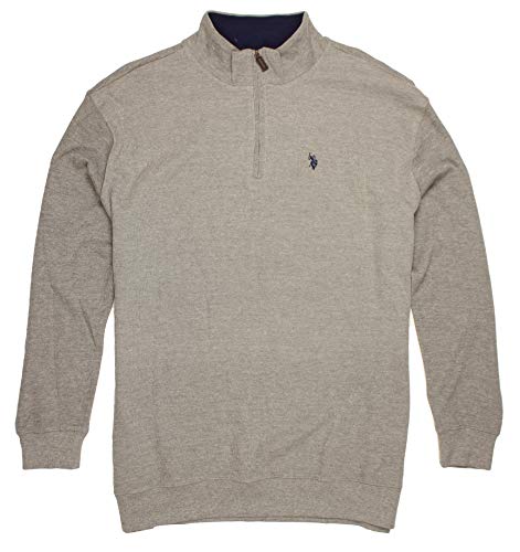 U.S. Polo Assn. Mens Big & Tall Heather Gray Knit Quarter Zip Pullover Sweatshirt Jacket 4XLB