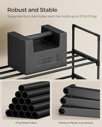 Image of SONGMICS Shoe Rack, 2-Tier Shoe Organizer, Metal Storage Shelf