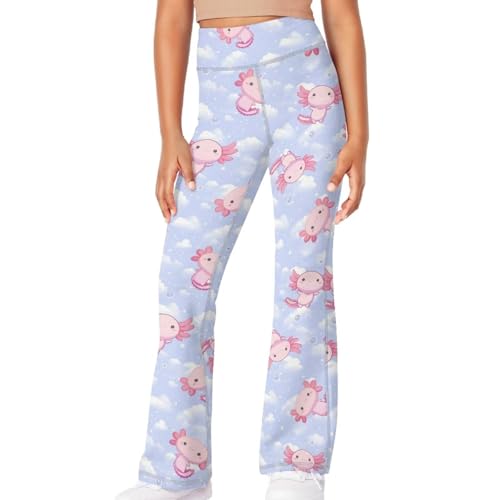 Image of Girls Leggings Floral Print High-Waisted Flared Pants 5-14 Years