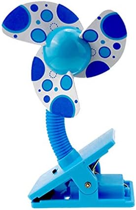 geshiglobal Cute Mini Clip On Battery Operated Fan Safe Soft Blades for Baby Pram Stroller Cot Blue