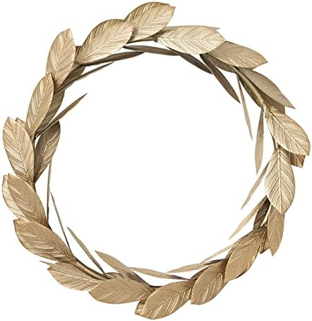 Gold Leaves Metal Wreath Wall Decor for Front Door,13 inch Door Wreath for Christmas,Window,Wedding,Party Decoration