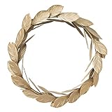 Gold Leaves Metal Wreath Wall Decor for Front Door,13 inch Door Wreath for Christmas,Window,Wedding,