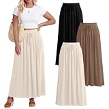 Velvelhall 3 Pack Women's Plus Size Maxi Skirts, 3-Color, 3X-Large