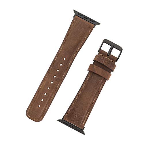 benvato Premium Handmade Leather Watch Band for Apple Watch SE 3 2 1 & Series 11 10 9 8 7 6 5 4 3 2 1 fits 42mm 41mm 40mm 38mm (Saddle Brown w/Black Connector&Clasp) by benvato - Used condition - Image 4