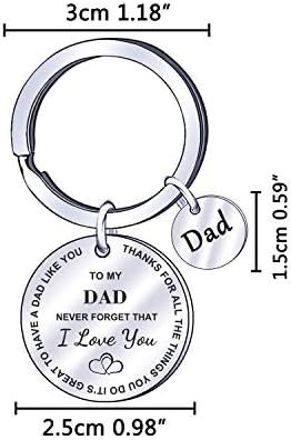fuhuaxi Dad Keyring Keychain Gift from Daughter Son Never Forget That I Love You Dad Papa Father Key Ring Birthday Present