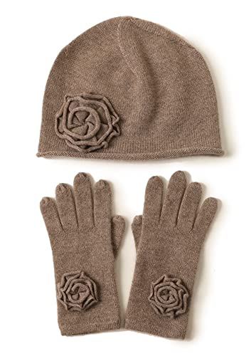 Bonnet et gants en cachemire femme tricot chaud pour l'hiver