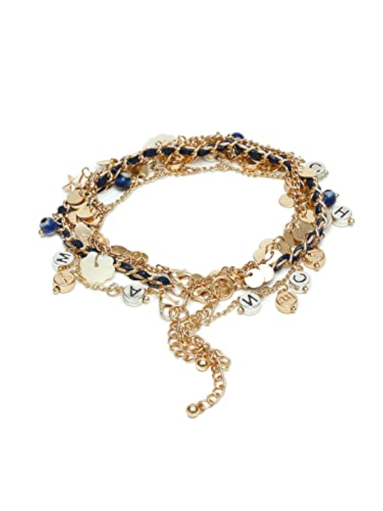 Alphabet Coin Charm Chain Anklet Set for Women