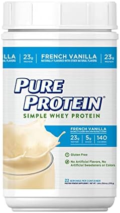 Pure Protein Powder, Natural Whey, High Protein, Low Sugar, Gluten Free, French Vanilla, 1.6 lbs