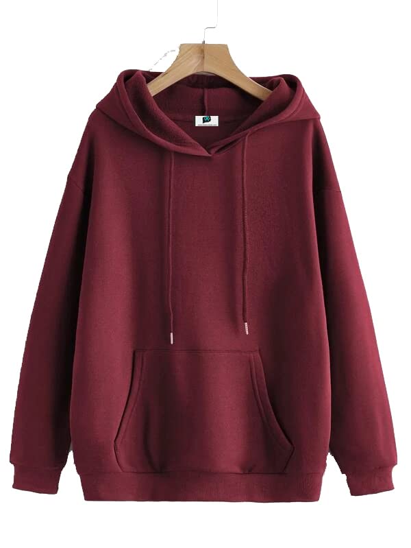 sxv style SXV 'Plain Burgundy Hoodie Cool Aesthetic Sweatshirt Hoodie-picture-16