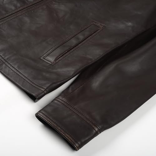 Image of Isaac & David Chicago Men's New Black /Brown Lambskin Leather Classic Open Bottom Jacket Motorcycle Vintage Racing Jacket