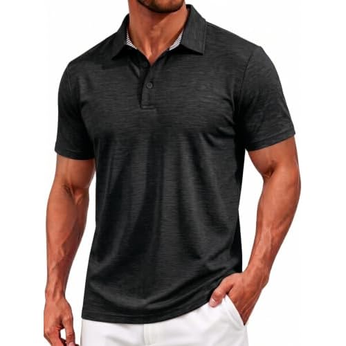 TACVASEN Men's Golf Shirts Short Sleeve Quick Dry Polo Shirts Moisture Wicking Casual Business Sports Breathable Polo | Lightweight, breathable fabric | Performance, moisture wicking | For b