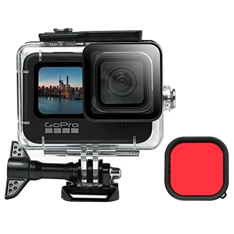 Alsukeay Waterproof Housing Case Compatible with GoPro Hero 9 Hero 10 Black Action Camera 148ft/45M Underwater Diving Scuba Case with Red Filter Quick Release Mount Accessories Cover