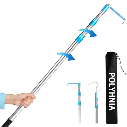 POLYHNIA Truck Cargo Grabber Pickup Truck Bed Cargo Retriever, 6 Ft Cargo Bar Extendable Pickup Hook, Truck Bed Accessories (Blue)