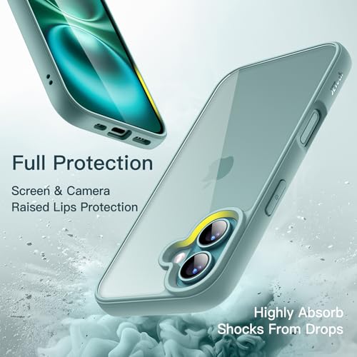 JETech Case for iPhone 16 6.1-Inch, Shockproof Phone Bumper Cover, Solid Color Matte TPU Frame, Anti-Scratch Clear Back (Teal) by JETech - Image 4