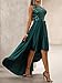 Fodebu Green One Shoulder Cocktail Prom Sequin Dresses Satin Formal Wedding Guest Dresses High Low Hem Sleeveless Homecoming Dress, S