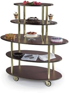 Geneva 37212 Rounded Oval Style- 5-Shelf Wood Laminate Serving Cart