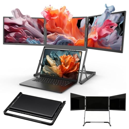 Image of Laptop Screen Extender Monitor Portable, 15.6 inch Displays for Laptop 3 Screens, Adjustable Height & 360 Rotation, Portable Monitor